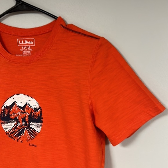 L.L. Bean Kid's Orange Cotton Bear & Mountain Tee Shirt , LIKE NEW LG 14/16 - Picture 6 of 6